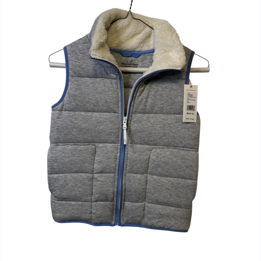 Vineyard Vines Girls Quilted Dreamcloth Vest Gray M (10–12) NWT
